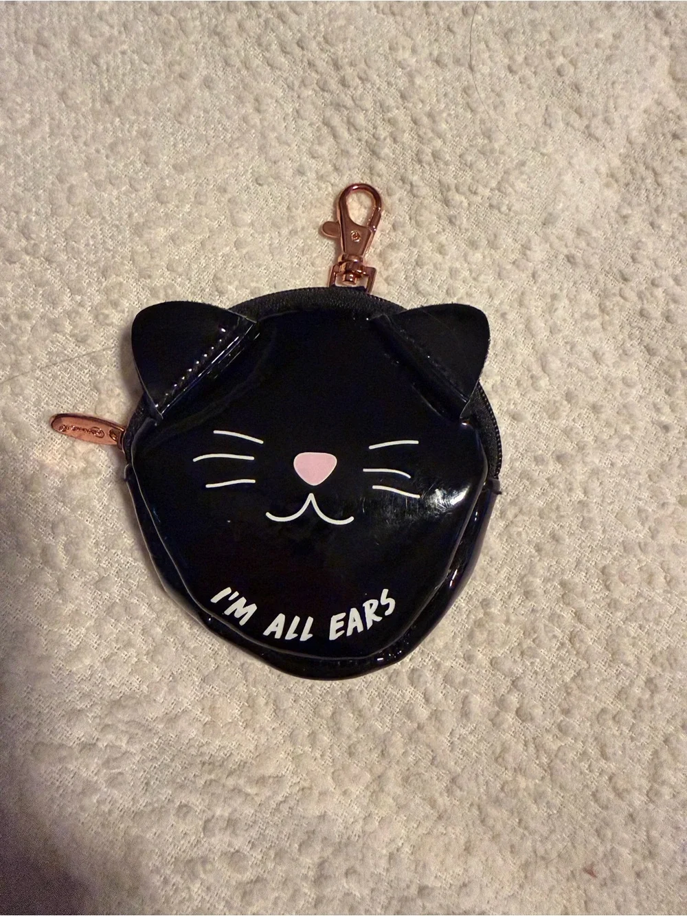 Cat Face Coin Pouch Keychain - Black (Unknown Brand)